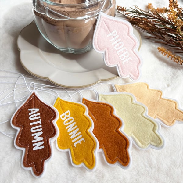 Image of Personalised Autumn Leaf Name Tags decorations