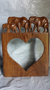 Image 1 of Heart Photo frame with Elephant family