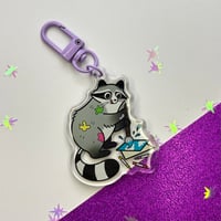 Image 1 of Raccoon Artist Painter Keychain 