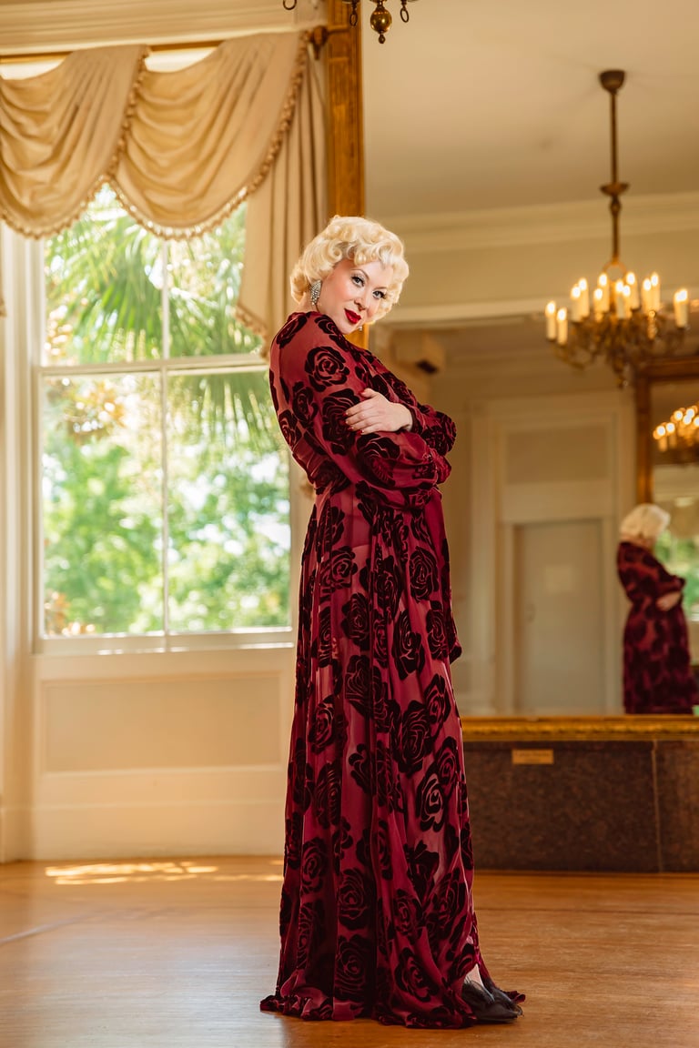 Limited Edition Wine Silk Velvet Burnout "Beverly" PRE-ORDER FOR NOVEMBER DELIVERY Image 2