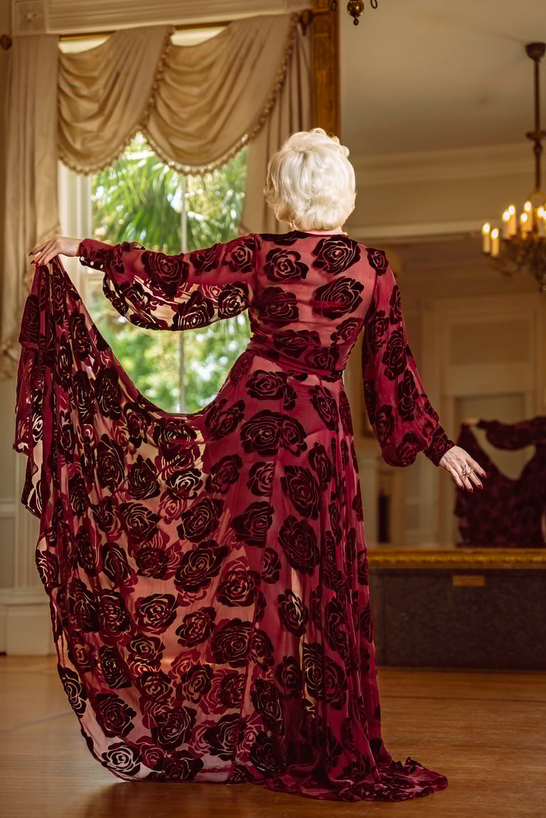 Limited Edition Wine Silk Velvet Burnout "Beverly" PRE-ORDER FOR NOVEMBER DELIVERY Image 3