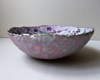 Image 4 of Handmade Paper Mache Bowl with Floral Decoupage and Gold Rim | ArtMood