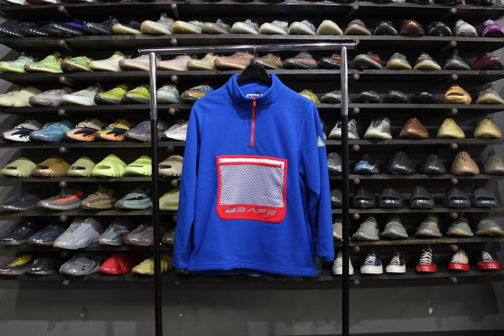 BAPE HALF ZIP FLEECE TOP JACKET "BLUE"