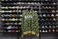 Image 1 of BAPE ZIP UP PULLOVER HOODIE "ABC/WHT FONT" (GREEN CAMO)