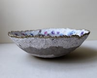 Image 7 of Hand Made Paper Mache Bowl with Eucalyptus Decoupage and Gold Rim