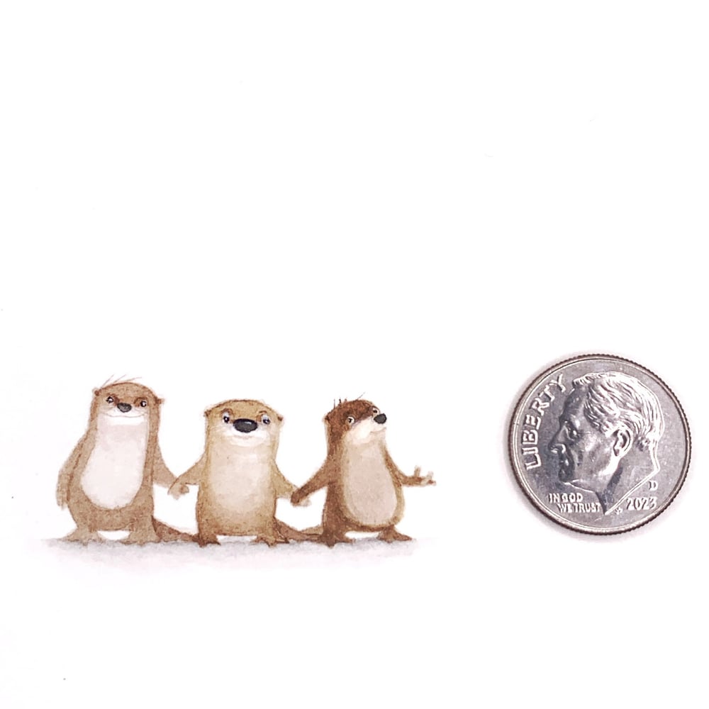 Image of Romping - a tiny original watercolor 