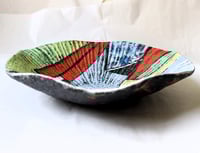 Image 3 of Picasso Inspired Paper Mache Bowl | Colorful Abstract Wavy Design