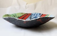 Image 5 of Picasso Inspired Paper Mache Bowl | Colorful Abstract Wavy Design