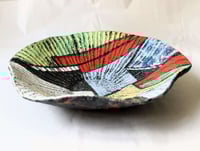Image 9 of Picasso Inspired Paper Mache Bowl | Colorful Abstract Wavy Design