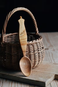 Image 1 of Hand carved cherry eating spoon 