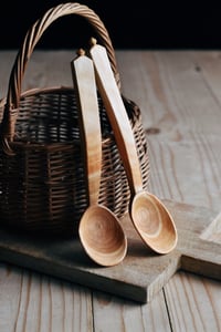 Image 1 of Hand carved cherry eating spoons