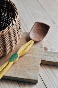Image 2 of Hand carved roasted beech cooking serving spoon 