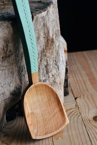 Image 3 of Large hand carved cherry wood cooking and serving spoon 