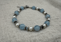 Image 5 of Crystal Gemstone Bracelet: Aquamarine, Malachite, Botswana Agate, Amethyst