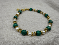 Image 4 of Crystal Gemstone Bracelet: Aquamarine, Malachite, Botswana Agate, Amethyst