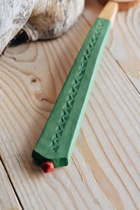 Image 4 of Large green hand carved cherry wood cooking and serving spoon 