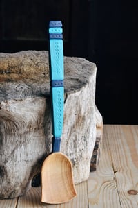 Image 1 of Large hand carved cherry cooking and serving spoon 