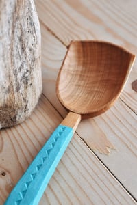 Image 3 of Hand carved cherry wood cooking and serving spoon