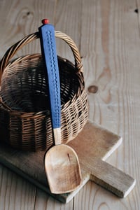 Image 1 of Hand carved blue willow cooking and serving spoon 
