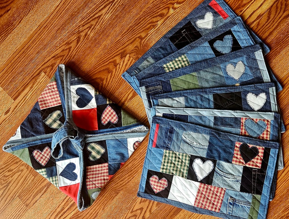 Image of Denim Heart Placemats (was $50.00)