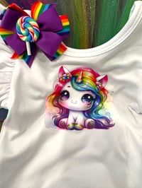 Image 1 of Starry eyes Unicorn romper tutu set