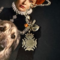 Image 2 of Antique sterling silver fob watch medal necklace