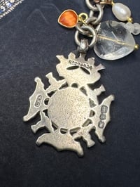 Image 4 of Antique sterling silver fob watch medal necklace