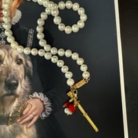 Image 1 of Antique low carat gold mechanical pencil freshwater pearl necklace