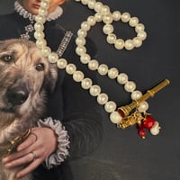 Image 3 of Antique low carat gold mechanical pencil freshwater pearl necklace