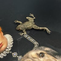Image 1 of Vintage marcasite tree frog brooch