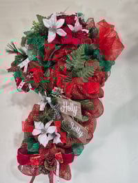 Image 2 of Holly Jolly Deco Mesh Wreath & Wall Art – Faux Florals & Festive Bushes
