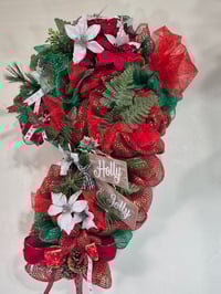 Image 3 of Holly Jolly Deco Mesh Wreath & Wall Art – Faux Florals & Festive Bushes