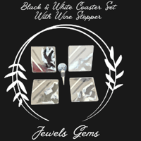 Image 3 of Resin Square Coaster set of 4 paired with matching wine bottle stopper 