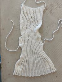 Image 2 of White mohair backless top with beads embroidery