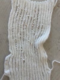 Image 3 of White mohair backless top with beads embroidery