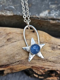 Image 2 of Hammered Sterling Star Necklace - with Kyanite 