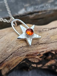 Image 1 of Amber Star Sterling Silver Necklace 