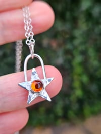 Image 5 of Amber Star Sterling Silver Necklace 