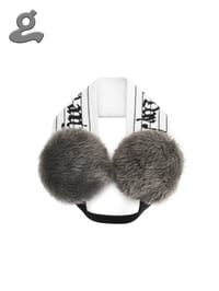Image 4 of White Music Notation Knitted Earmuffs