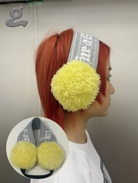 Image 7 of  Grey Music Notation Knitted Earmuffs