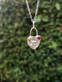 Image 8 of Sterling silver flower and heart Necklace- with 9ct Gold and Garnet 