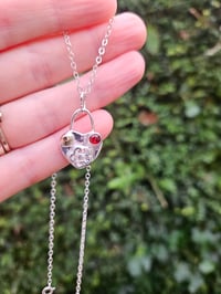 Image 9 of Sterling silver flower and heart Necklace- with 9ct Gold and Garnet 