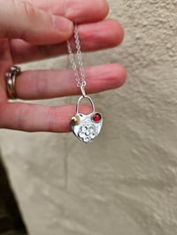 Image 10 of Sterling silver flower and heart Necklace- with 9ct Gold and Garnet 
