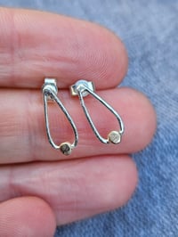 Image 2 of Delicate Peardrop Sterling Silver and 9CT gold Stud Earrings 