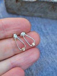 Image 1 of Delicate Peardrop Sterling Silver and 9CT gold Stud Earrings 