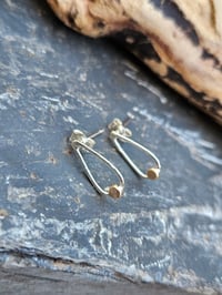 Image 5 of Delicate Peardrop Sterling Silver and 9CT gold Stud Earrings 