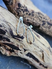 Image 6 of Delicate Peardrop Sterling Silver and 9CT gold Stud Earrings 