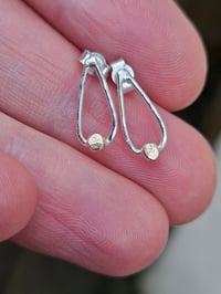 Image 3 of Delicate Peardrop Sterling Silver and 9CT gold Stud Earrings 