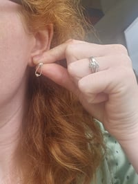 Image 7 of Delicate Peardrop Sterling Silver and 9CT gold Stud Earrings 