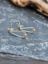 Image 8 of Delicate Peardrop Sterling Silver and 9CT gold Stud Earrings 